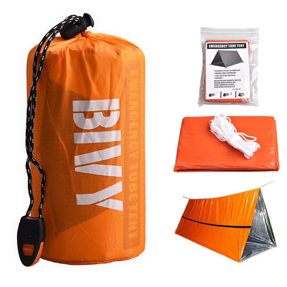 2-Person Emergency Shelter Bivy Kit – Waterproof Mylar Survival Tent & Thermal Blanket